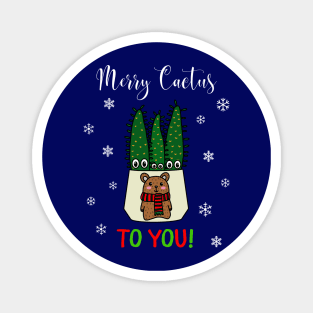 Merry Cactus To You - Eves Pin Cacti In Christmas Bear Pot Magnet